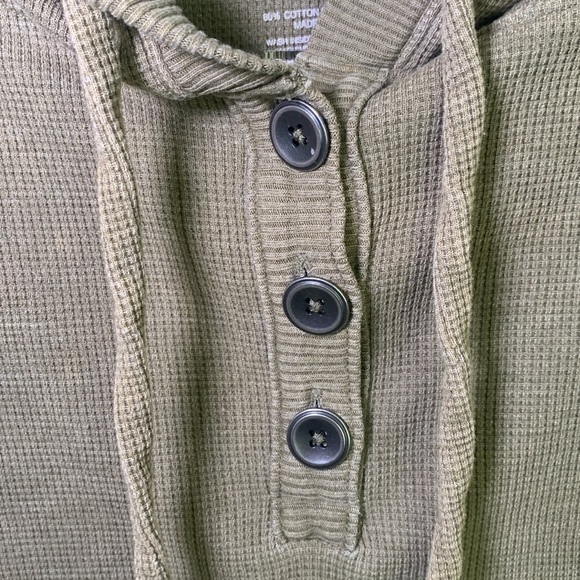 SO waffle knit hooded henley crop sweatshirt size xs - Picture 3 of 6